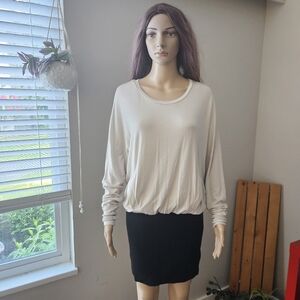 LA't by L'Agence Beige black dress long sleeves